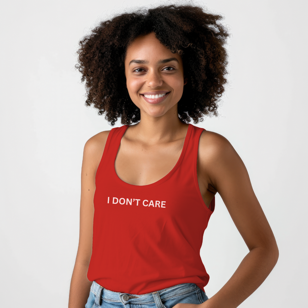 I Don't Care Unisex Jersey Stylish Tank Top for Men and Women