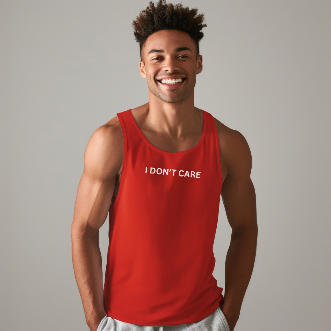 I Don't Care Unisex Jersey Stylish Tank Top for Men and Women