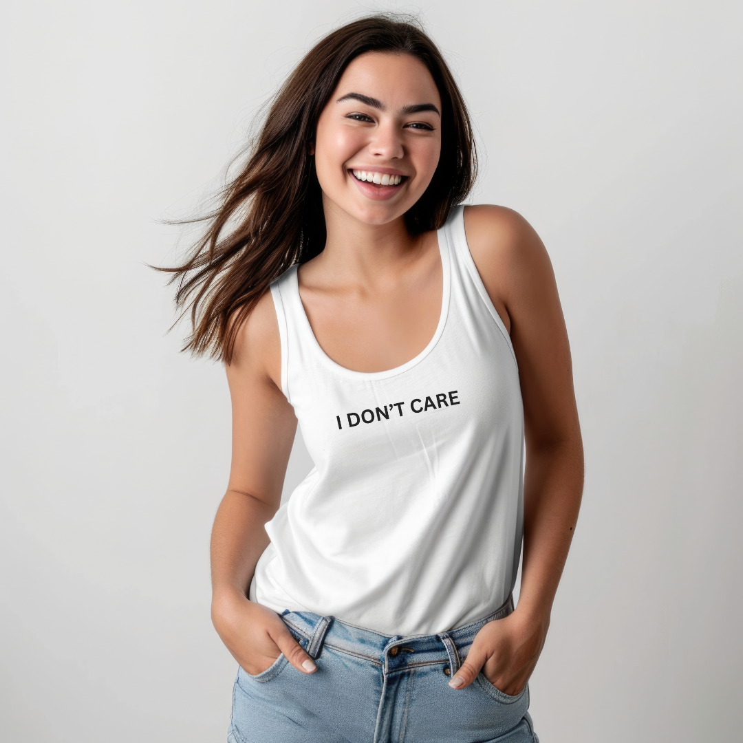 I Don't Care Unisex Jersey Stylish Tank Top for Men and Women